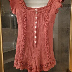 Small FREE PEOPLE pink cotton romper